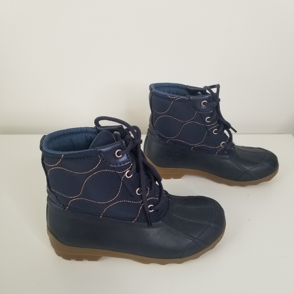 Sperry Navy Gold Quilted Port Boot Size 1M Girls Youth - Picture 7 of 9